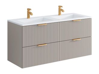 Vente-Unique Mueble de ba&ntilde;o suspendido con lavabo encastrado - Beige - 120 cm - ZEVARA