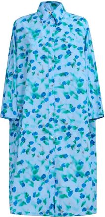 Marni reverie-print cotton shirtdress - women - Cotton - 40 - Blue