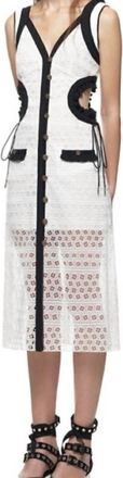 Self Portrait Micro Flower Cut Out Dress In White