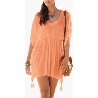 Lascana Womens Tassel Detail V-Neck Cover Up Size 4/6 in Papaya at Nordstrom, Size 2