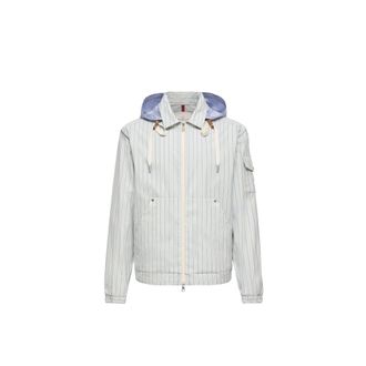 Moncler Moncler Havas Striped Poplin Shirt Jacket, Men, Blue, Size: 1