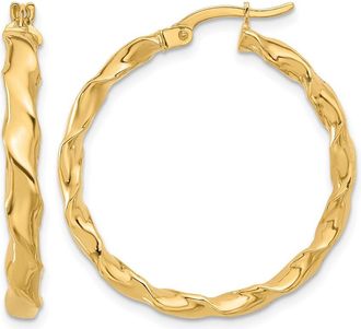 Diamond2Deal 14K Yellow Gold Round Twisted Hoop Earrings 30.18 mm