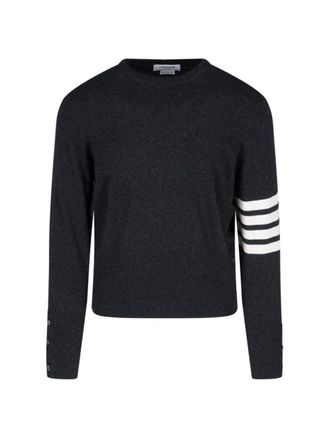 Thom Browne Loopback 4-Bar Knit Top - Black