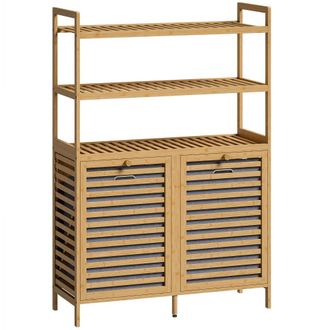 HOMCOM Mueble ropa sucia 80x30x118 cm roble