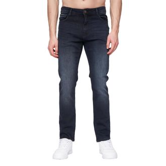 Henleys Heren Craze Comfort Rechte Jeans (Blauw Zwart)