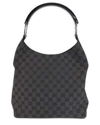 Gucci Black Gg Canvas & Suede Hobo Shoulder Bag (Authentic Pre-Loved)