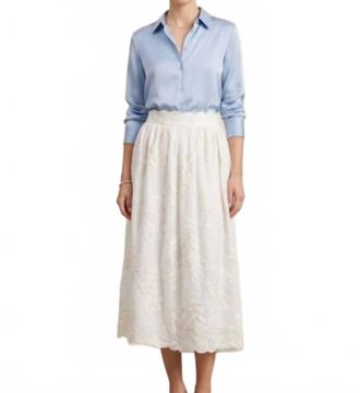 Dreamcatcher Bohemian Maddy Midi Skirt In Ivory