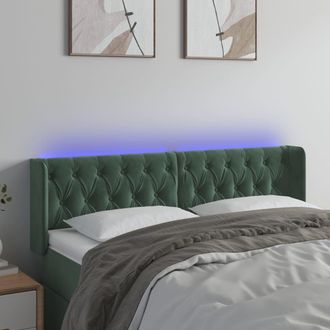 vidaXL Cabecero Con Led De Terciopelo Verde Oscuro 163x16x78/88 Cm Vidaxl