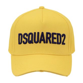 Dsquared2 Caps, unisex, Yellow, Size: ONE SIZE Vintage Baseball Cap with Buckle