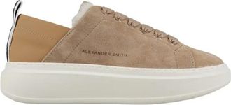 Alexander Smith Wembley Donna in beige su&egrave;de en voering in witte eco-bont - Dames - Sneakers - Bruin - 37 EU - Su&egrave;de - Schoenen