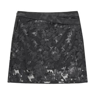 Munthe Rokken, Dames, Zwart, M, Sequin Rok met Kantafwerking