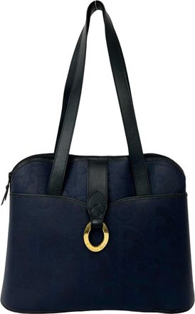 Dior Black Navy Leather Pvc Shoulder Bag Tote Bag (Pre-Owned)