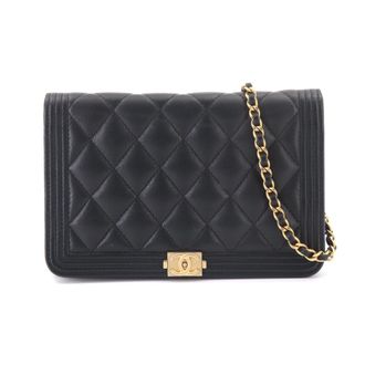 Chanel Black Grained Calfskin Chain/Shoulder Wallet (Pre-Owned)