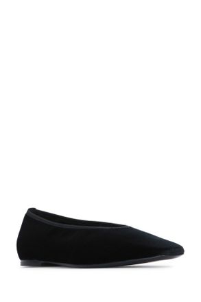 Toteme Womens Minimalist Velvet Ballerinas Black Ballerine Flat Shoes