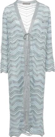 D.exterior Lange cardigan - Dames - Lange truien - Blauw - S - Katoen - Truien & Vesten