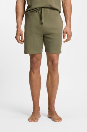 HUGO BOSS Pyjamashorts BOSS Waffle Shorts, Herren, Gr. S, N-Gr, open gr&uuml;n 349, Jersey, Obermaterial: 60% Baumwolle, 40% Polyester, lang, Hosen Pyjamashorts