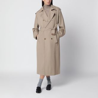 Auralee Beige wool trench coat with removable lining