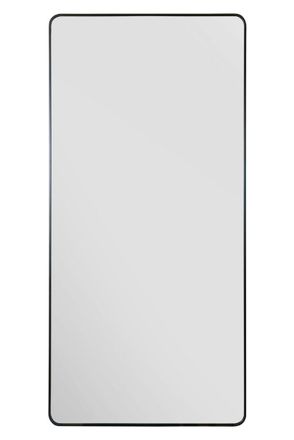 MirrorOutlet Black Aluminium curved Edge Wall Leaner Mirror 68x33 (174X85CM) | Size: 1 Pack