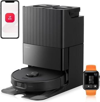 Roborock Robot Aspirador Y Fregona Qrevo Edge S5a (18 500 Pa), Antienredos, Cepillo Lateral Y Brazo Flexible, Fregado Con Agua Caliente Y Autolimpieza, Secado 