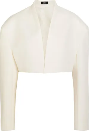 A.W.A.K.E Mode Cropped Woven Tuxedo Jacket - White - XS (UK6 / XS)