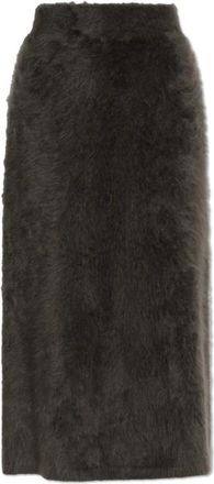 Lisa Yang Asta Cashmere Rok - Dames - Midirokken - Groen - S - Wol - Rokken