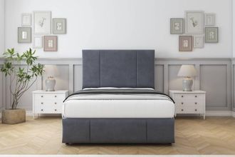 Comfort Beds Arya Plush Divan Set No Drawers-26 Headboard-Footboard in Dark Grey | Size: Super King
