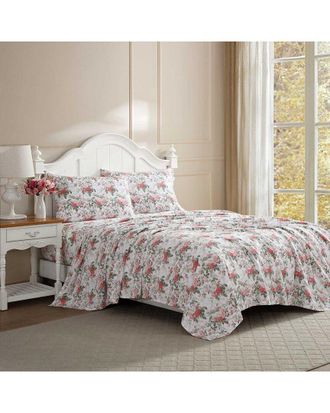 Laura Ashley 300 Thread Count Bettinblooms Cotton Sateen Sheet Set