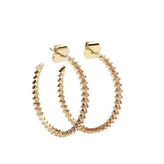 Pico Accessoires, Dames, Rood, ONE Size, Brick Large Crystal Hoop Earrings