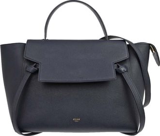 Celine Belt Textured Leather Blue Leather Handbag (Pre-Owned)