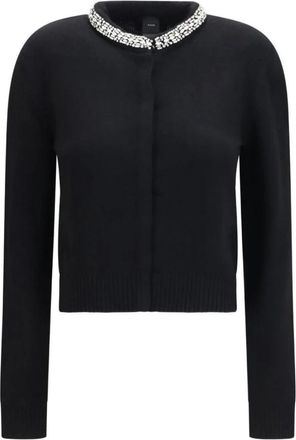 Pinko Colonia Cardigan - Dames - Vesten - Zwart - L - Wol - Truien & Vesten