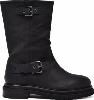 Janet & Janet Black Leather Buckle Boots