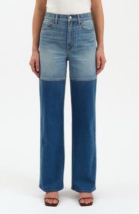 Daze City Two-Tone High Waist Straight Leg Jeans in Double Dip at Nordstrom Rack, Size 26
