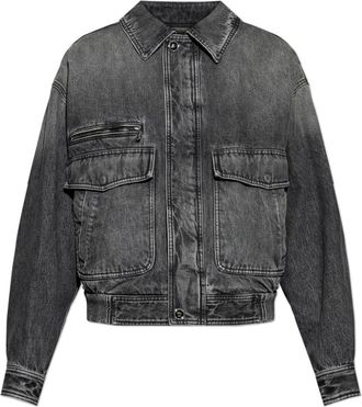 Versace Denim Blouson - Heren - Spijkerjassen - Grijs - M - Denim - Jassen