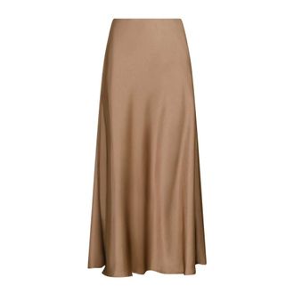 Neo Noir Dark Taupe Satin Skirt - female - Neo Noir - Midi Skirts - Brown - XL - Skirts