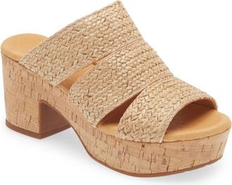 Chocolat Blu Womens Gusto Platform Slide In Natural Raffia