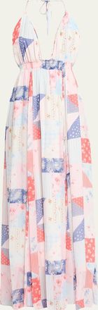 LoveShackFancy Fancy Patchwork Chiffon Maxi Dress