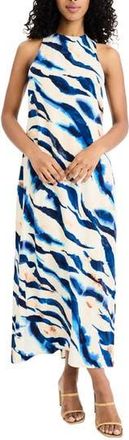 Donna Morgan Sleeveless Shift Midi Dress in Cream/Blue at Nordstrom Rack, Size 12