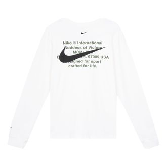 Nike MENS Swoosh Casual Sports Double-Hook Crew-neck Long Sleeve White DB6156-100