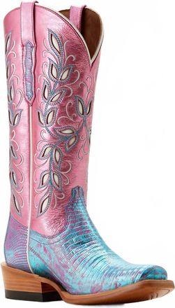 Ariat Womens Futurity Silk Irridescent Lizard Western Boot In Pink