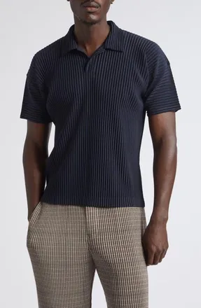Homme Pliss&eacute; Issey Miyake Basics Pleated Polo in Navy at Nordstrom, Size 3