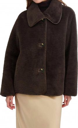 Elie Tahari Kai Reversible Faux Shearling Jacket In Chocolate
