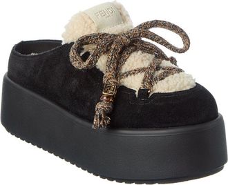 Fendi Dnu Pack Fendi Apres Chic Suede & Shearling Sabot Mule