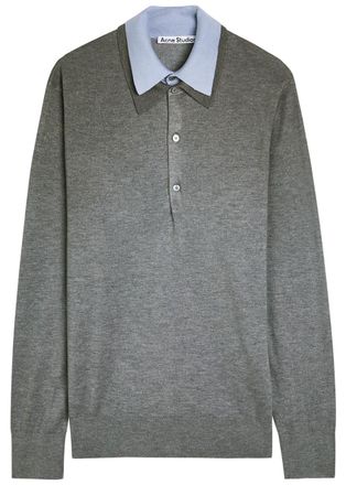 Acne Studios Layered-effect Silk-blend Jumper - Light Grey - M (UK12 / M)