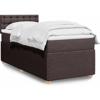 vidaXL Cama Box Spring Con Colch&oacute;n Tela Marr&oacute;n Oscuro 90x200 Cm Vidaxl