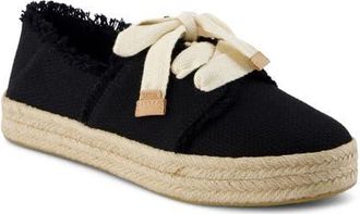 Toms Carolina Lace-Up Espadrille in Black Woven Textile at Nordstrom, Size 6.5