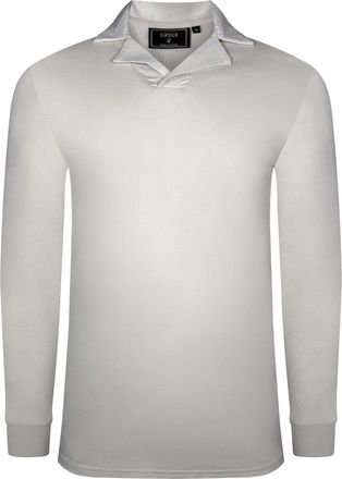 Siksilk Langarm-Poloshirt SIKSILK Siksilk Langarmpolo Long Sleeve Revere Polo, Herren, Gr. XL, weiss (wei&szlig;), Obermaterial: 95% Baumwolle CO. 5% Elasthan EL., 