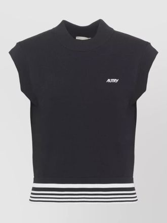 Autry viscose crew neck sleeveless knit vest