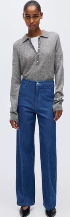 H&M Straight High Jeans in Denim Blue at Nordstrom, Size 10