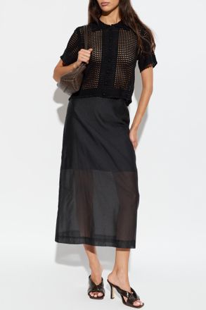 Frame Denim Turtleneck With A Decorative Knit, Womens, Black