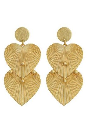 Panacea Textured Double Heart Drop Earrings in Gold at Nordstrom Rack